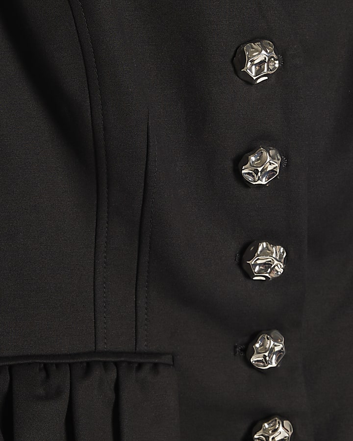 Black Frill Pocket Waistcoat