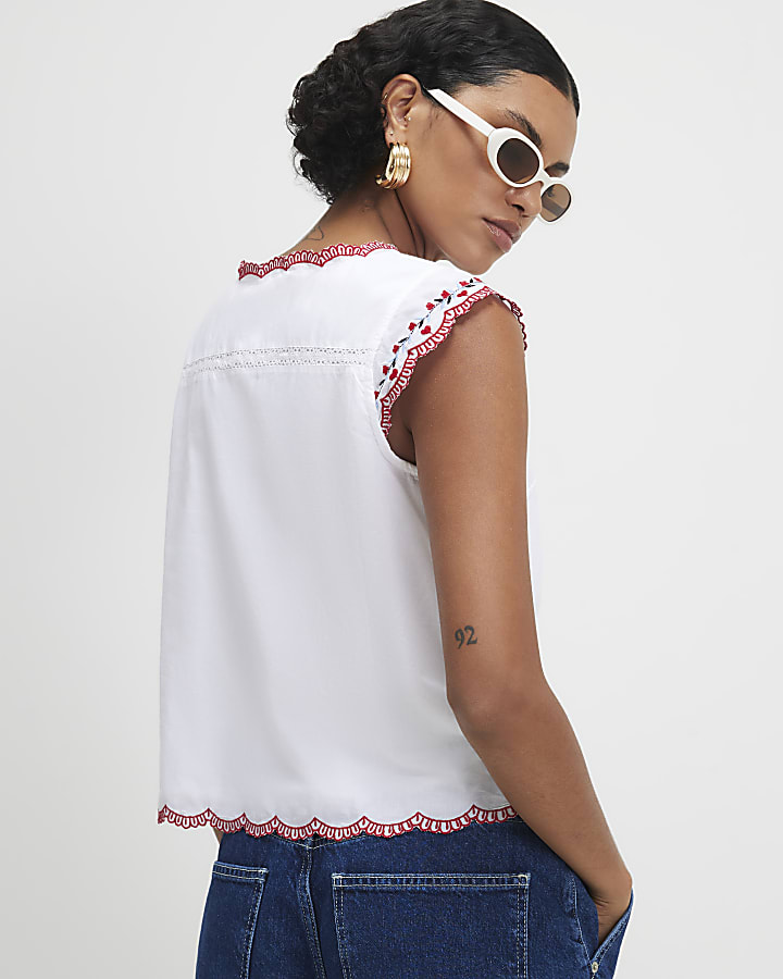 White Embroidered Waistcoat
