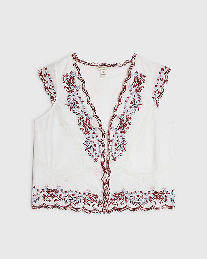 White Embroidered Waistcoat