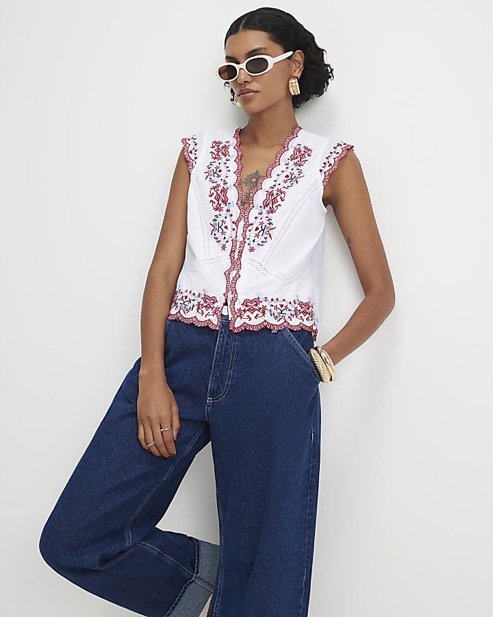 White Embroidered Waistcoat