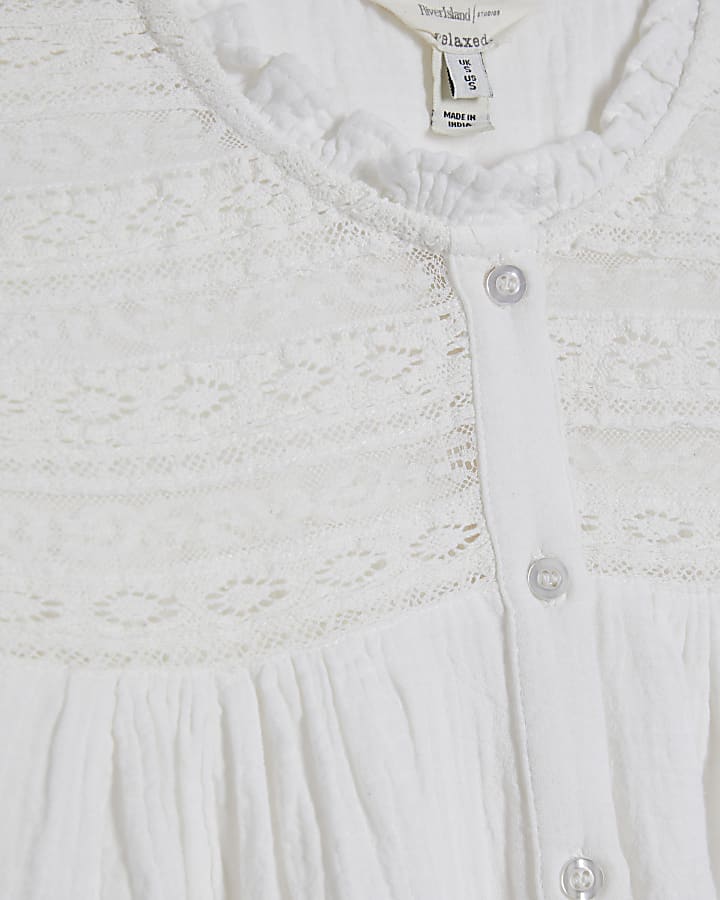 White Lace Yoke Blouse
