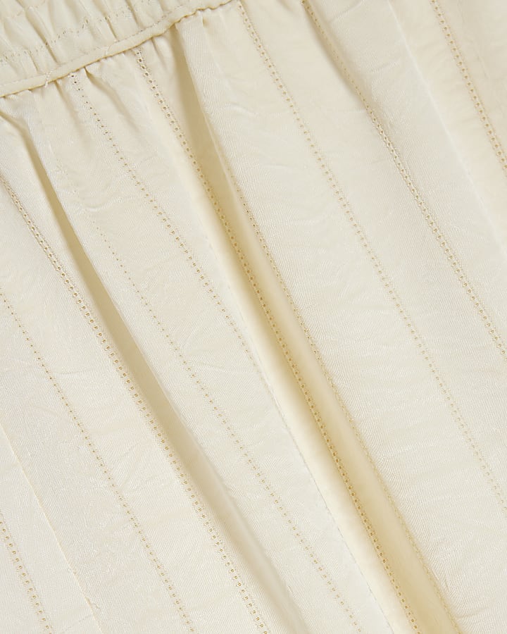 Cream Stripe Wide Leg Trousers