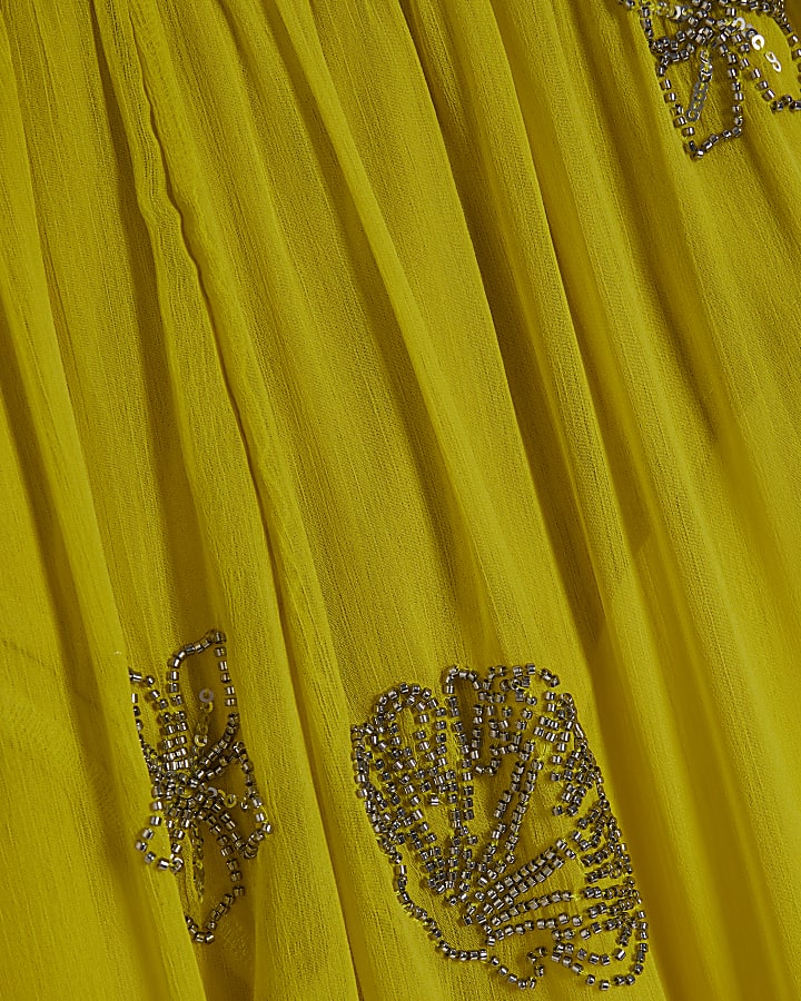 Yellow Embellished Balloon Trousers