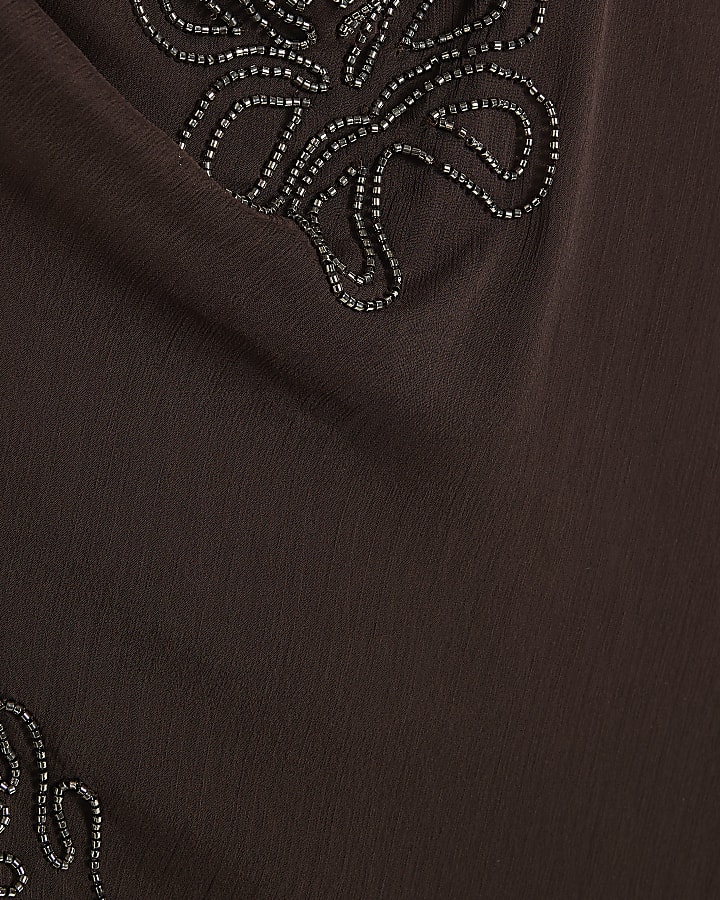 Brown Embellished Maxi Dress