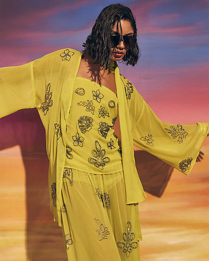 Yellow Embellished Kaftan