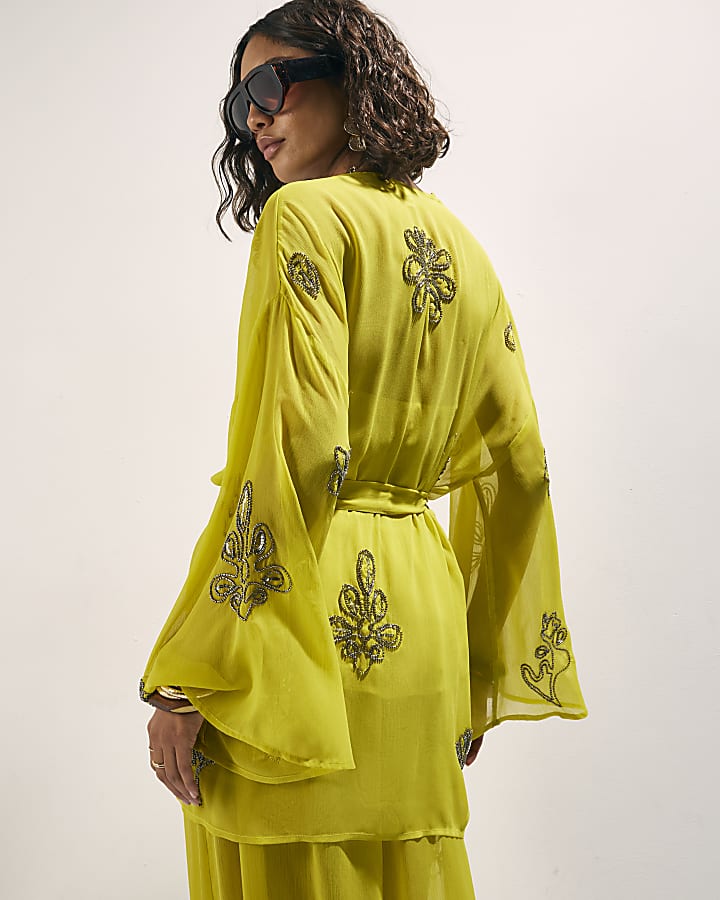 Yellow Embellished Kaftan