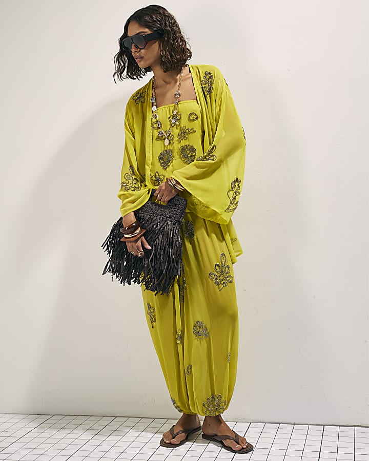Yellow Embellished Kaftan