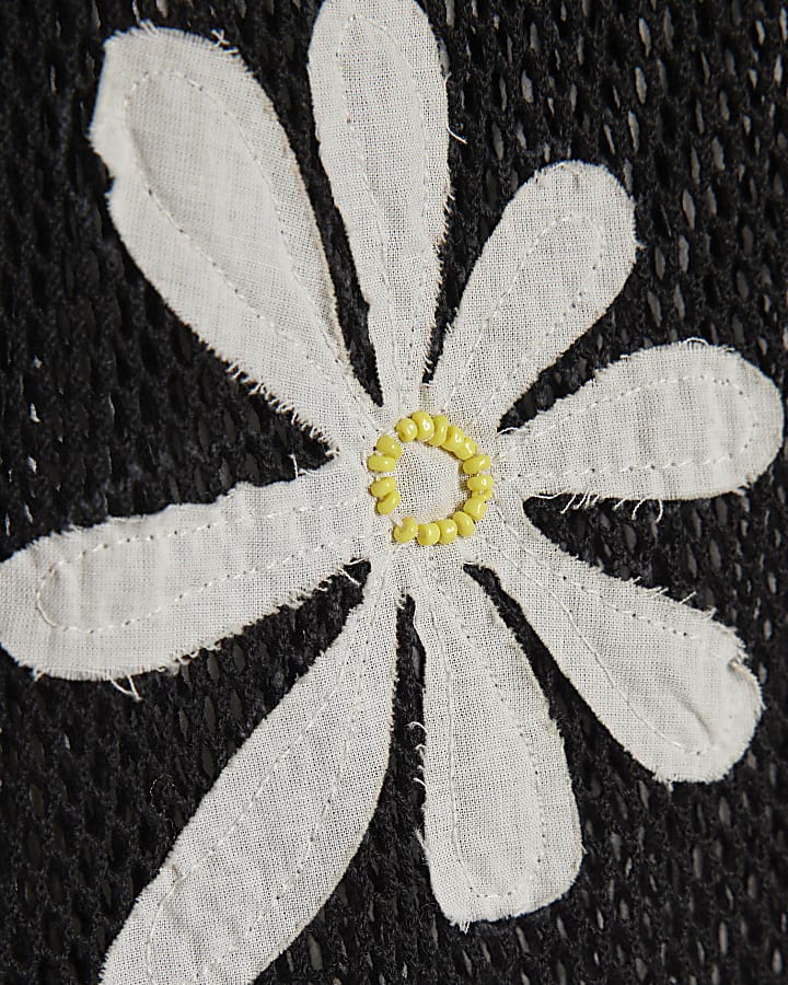 Black Daisy Crochet Cardigan