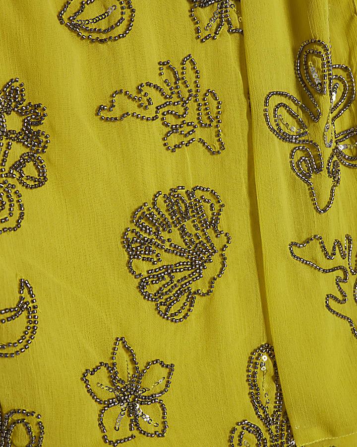 Yellow Embellished Bandeau Top