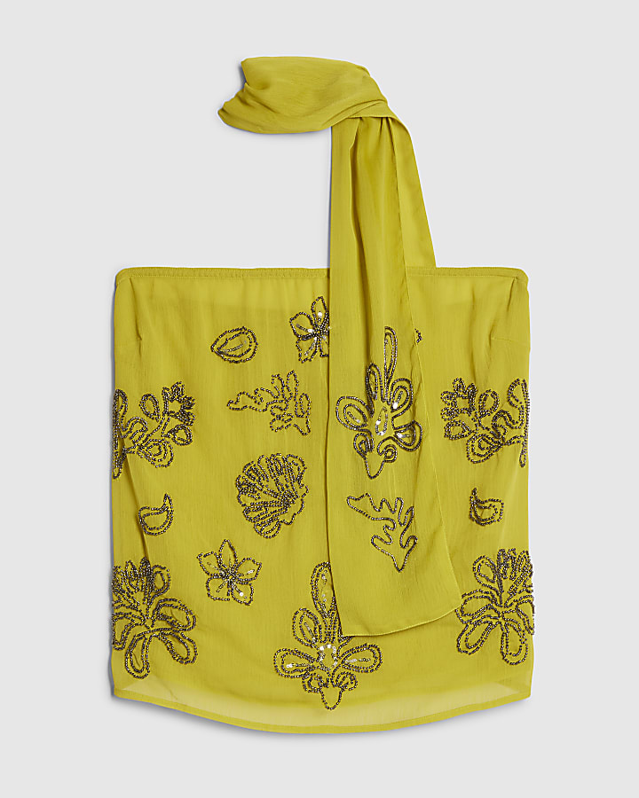 Yellow Embellished Bandeau Top
