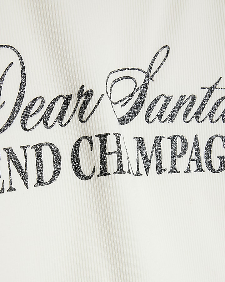 Cream Long Sleeve Dear Santa Fitted Top