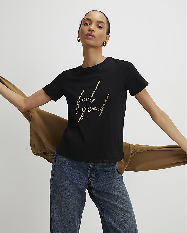 Black Foil Feel Good T-Shirt