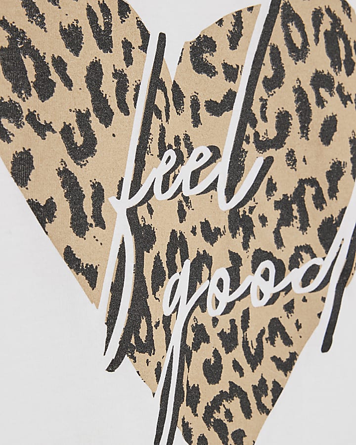 White Leopard Heart Feel Good Foil T-Shirt