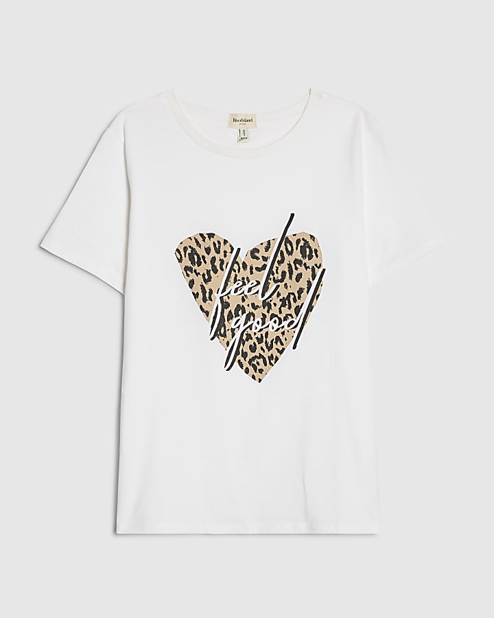 White Leopard Heart Feel Good Foil T-Shirt