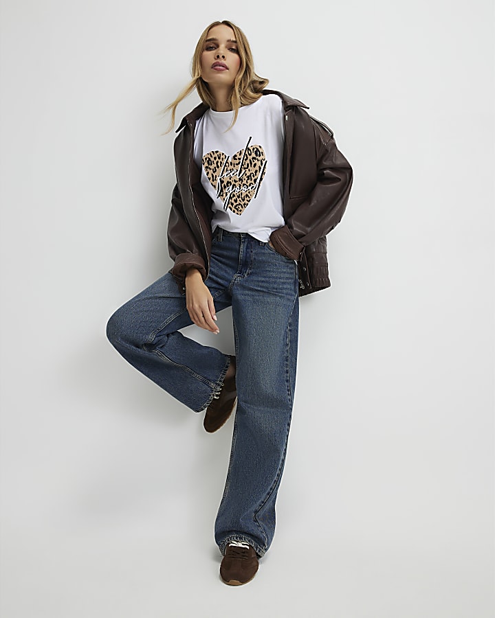White Leopard Heart Feel Good Foil T-Shirt