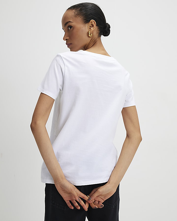 White Sketchy Foil Leopard Bow T-Shirt