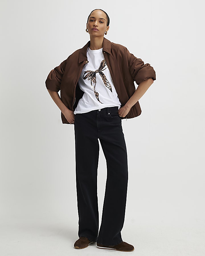 White Sketchy Foil Leopard Bow T-Shirt