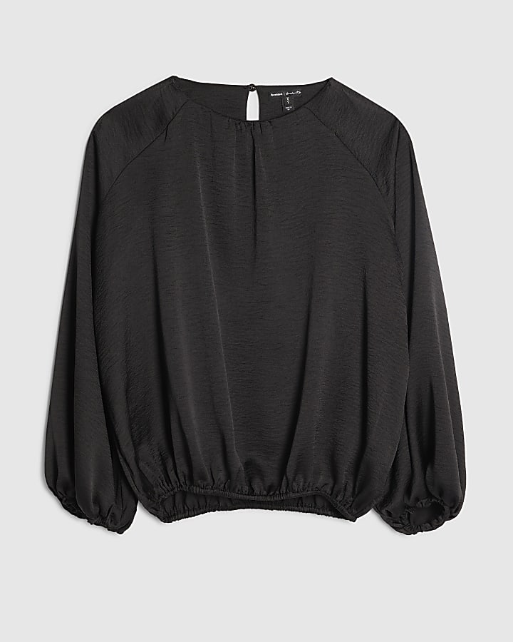 Black Bubble Hem Blouse