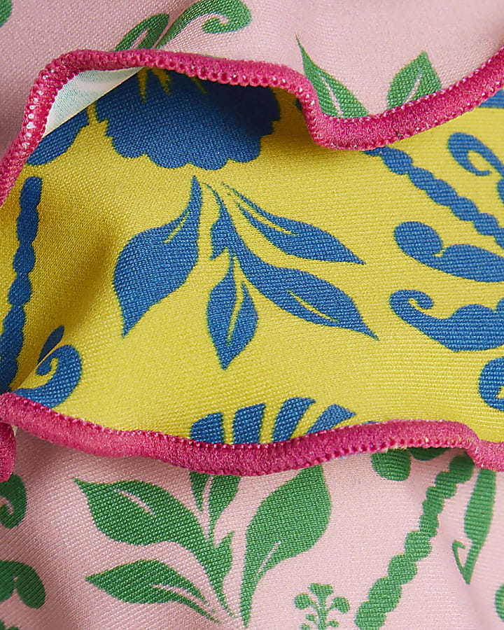 Pink Ruffle Frill Triangle Bikini Top