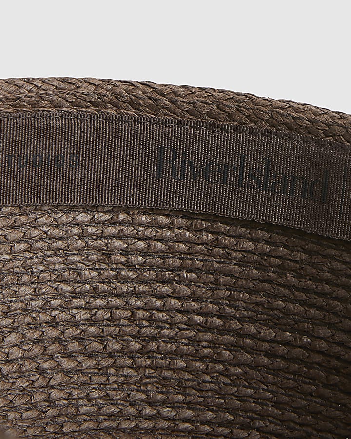 Brown Turn Back Pillbox Hat