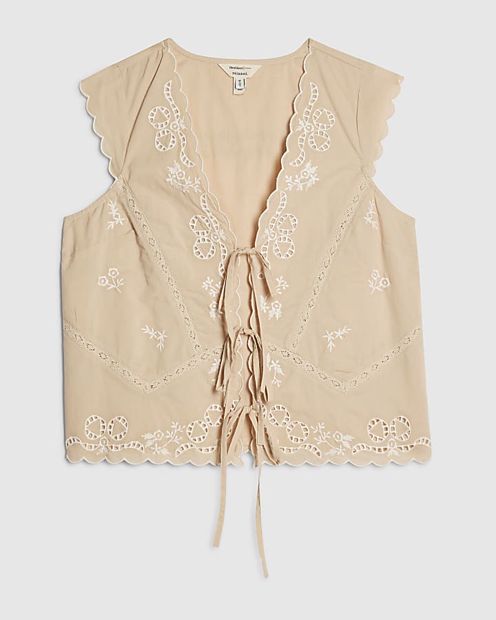 Beige Embroidered Waistcoat