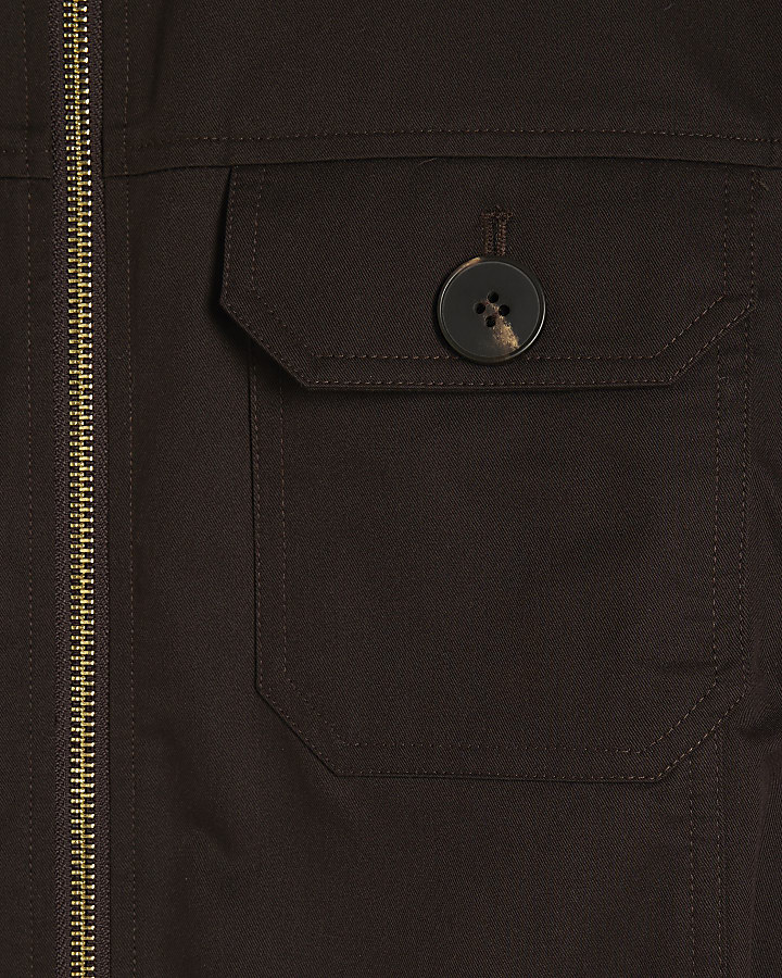 Brown Drawstring Waist Shacket