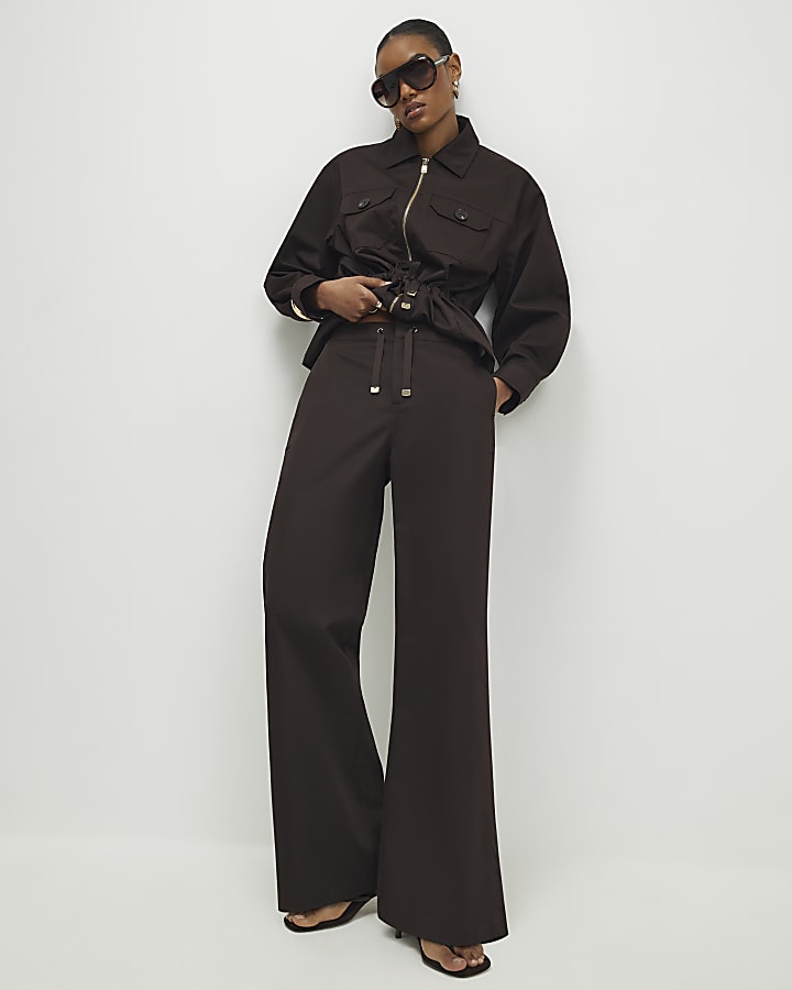 Brown Drawstring Waist Trousers