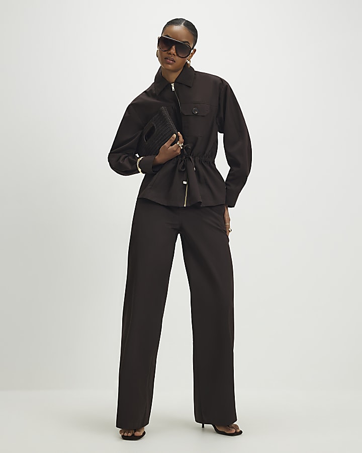 Brown Drawstring Waist Trousers