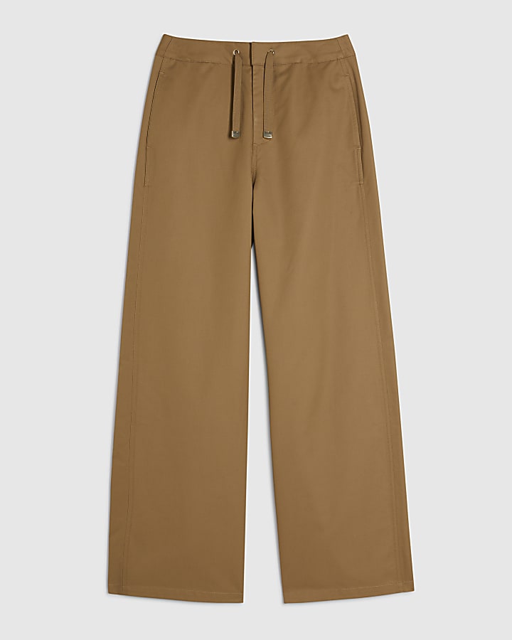 Beige Drawstring Waist Trousers