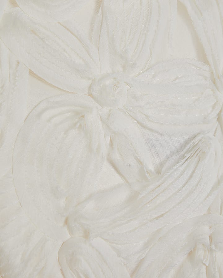 Cream 3D Flower Bandeau Jumpsuit