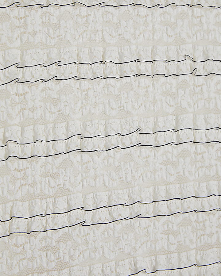 Cream Ruffle Textured Top