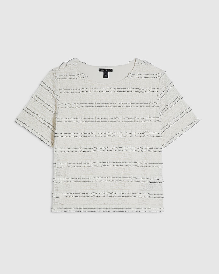 Cream Ruffle Textured Top