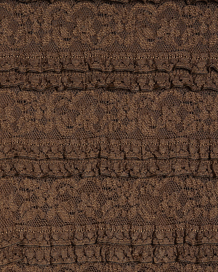 Brown Ruffle Textured Top