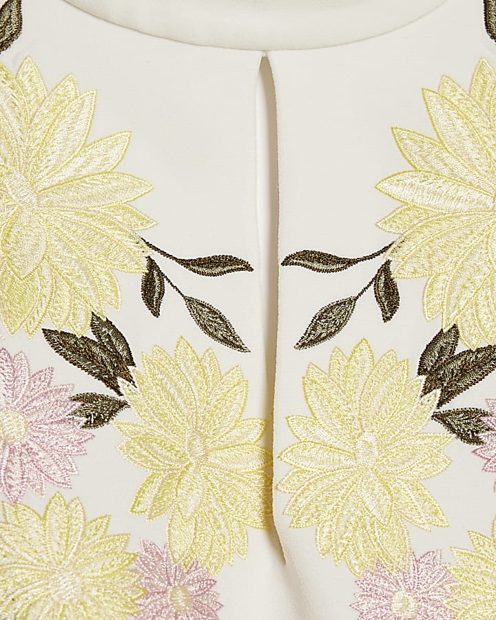 White Floral Embroidered Mini Dress