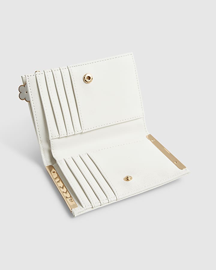 White Quilted Monogram Medium Foldout Purse