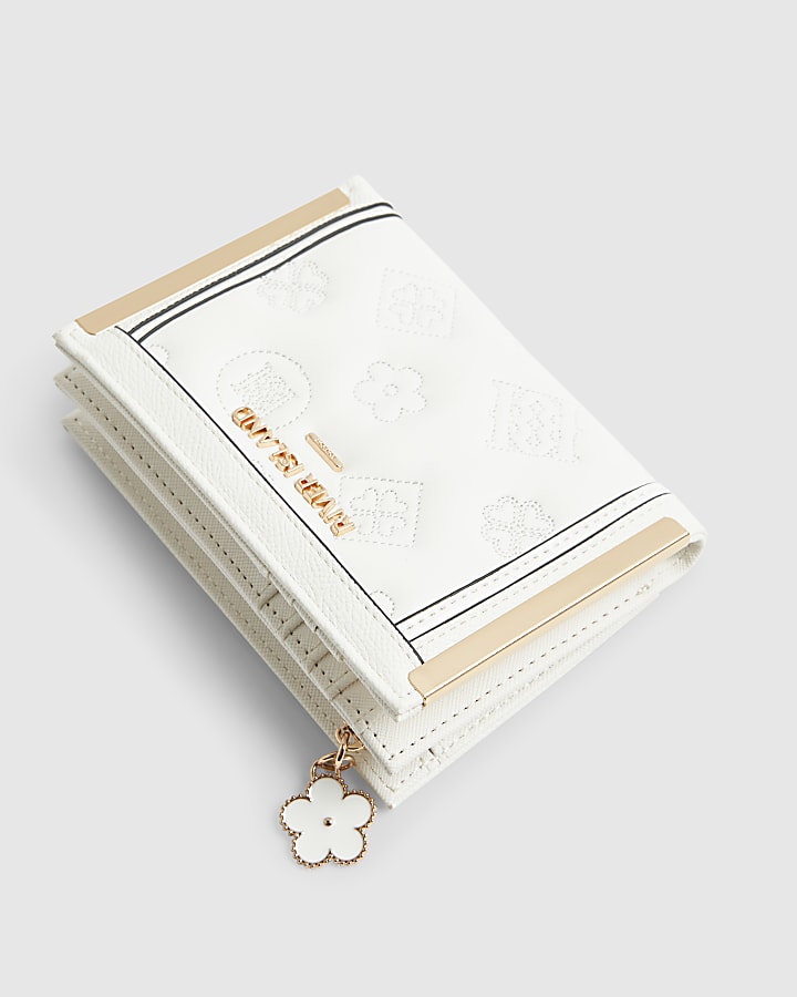 White Quilted Monogram Medium Foldout Purse