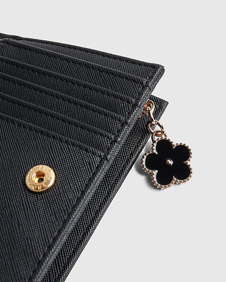 Black Quilted Monogram Print Fold Out Purse