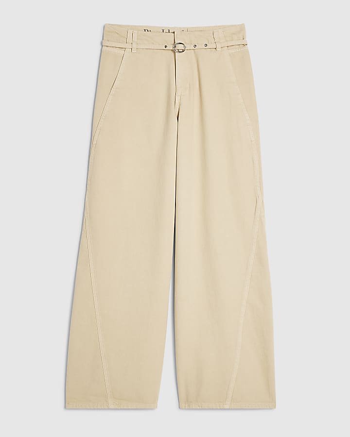 Yellow Skinny Belt Wide Leg Jeans