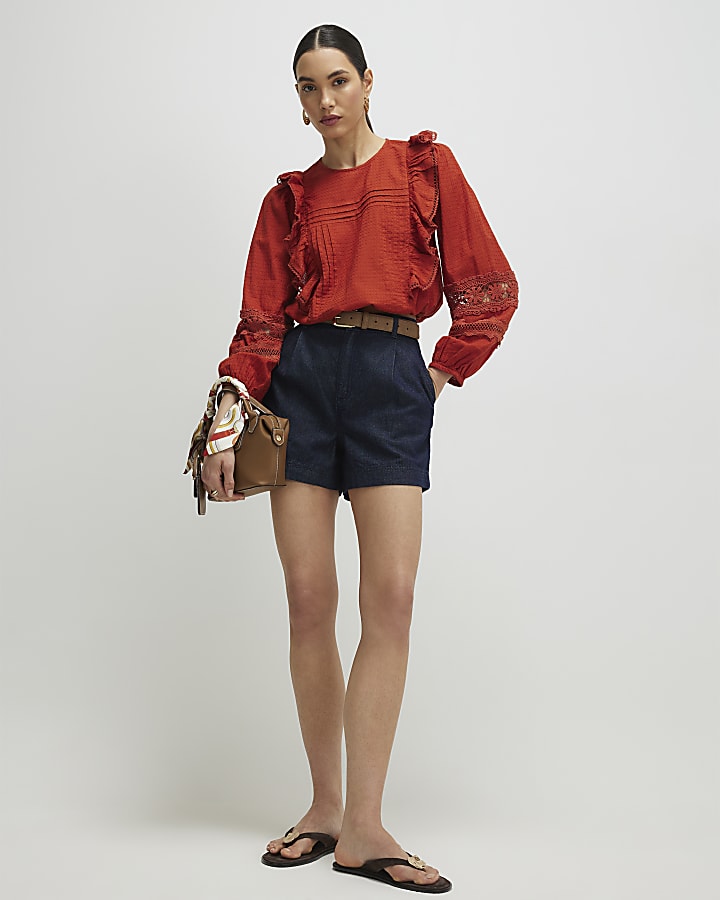 Blue Denim Tailored Longline Short