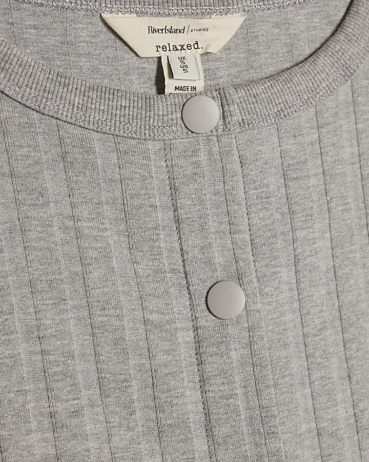 Grey Cotton Sleeveless Popper Mini Dress