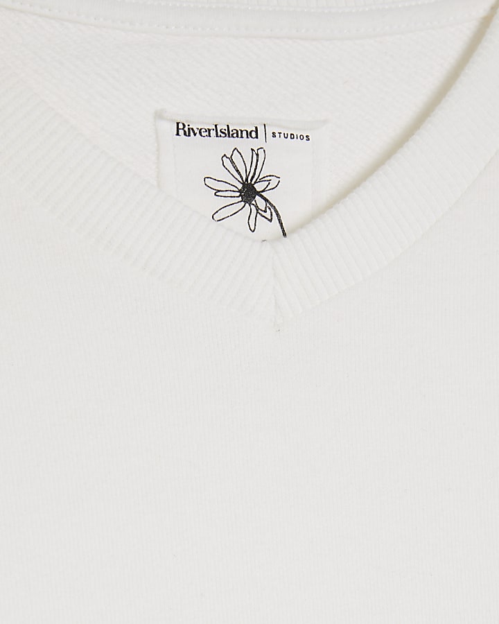 White Short Sleeve Sweatshirt