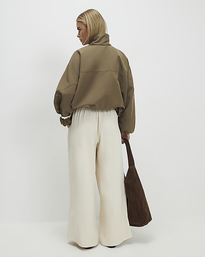 Petite Cream Wide Leg Tailored Joggers
