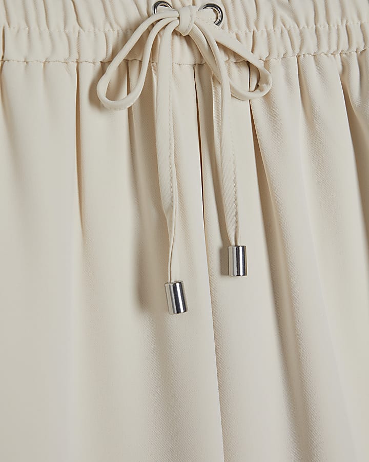 Petite Cream Wide Leg Tailored Joggers