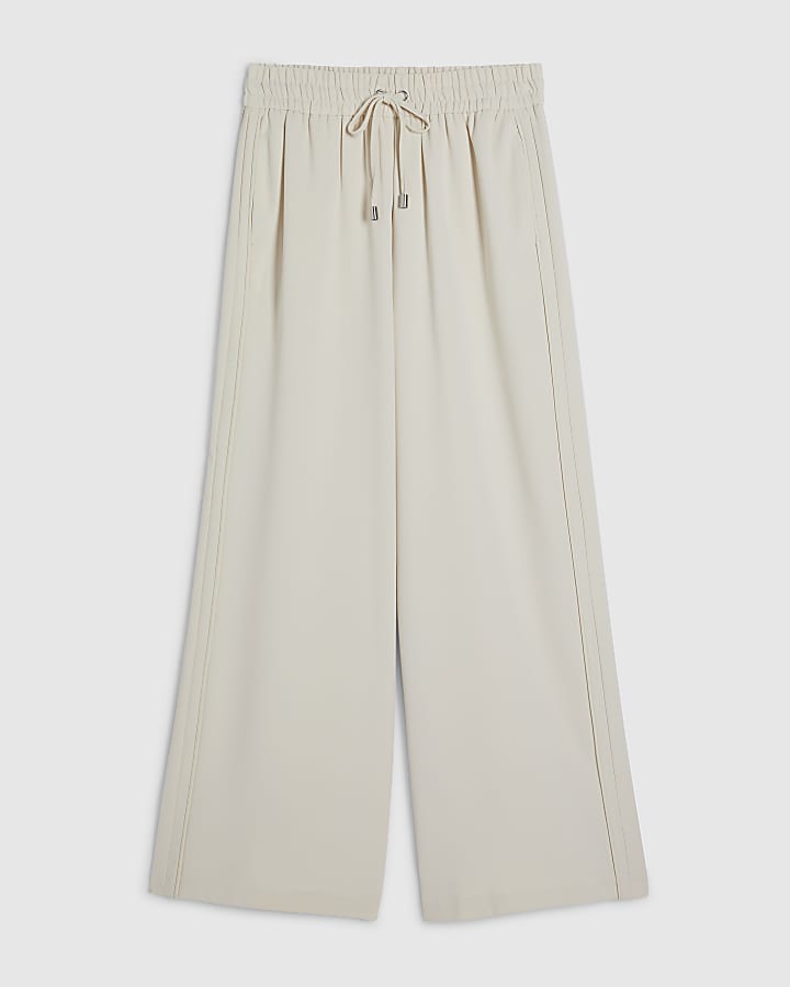 Petite Cream Wide Leg Tailored Joggers