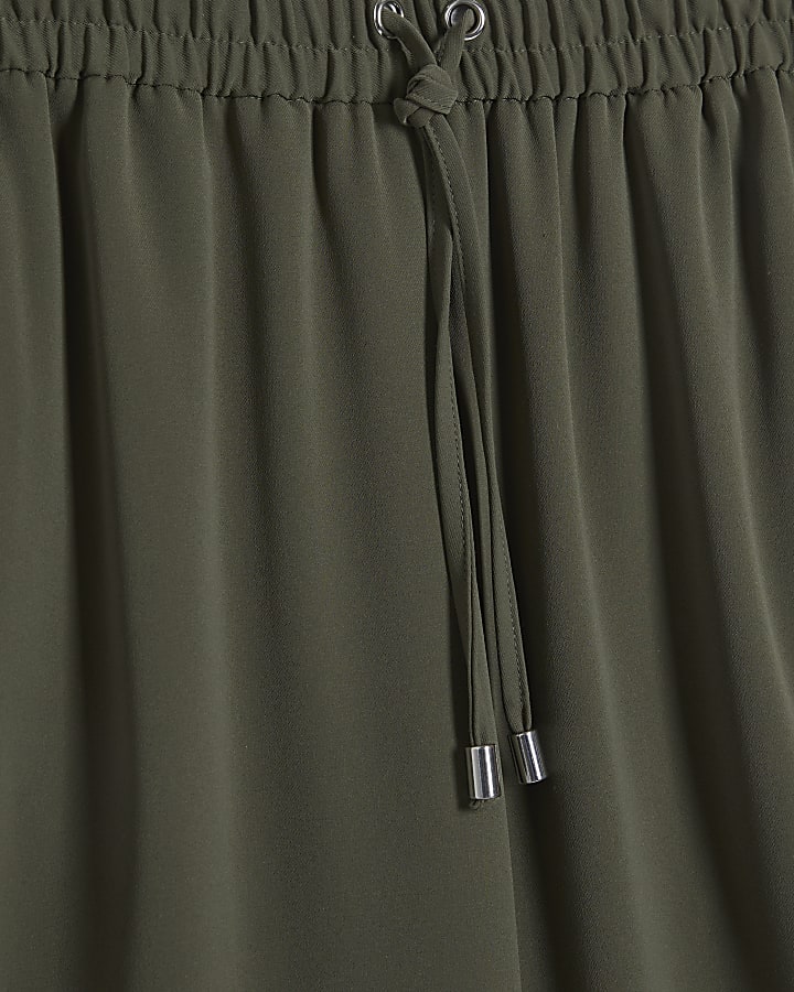 Petite Khaki Wide Leg Smart Joggers