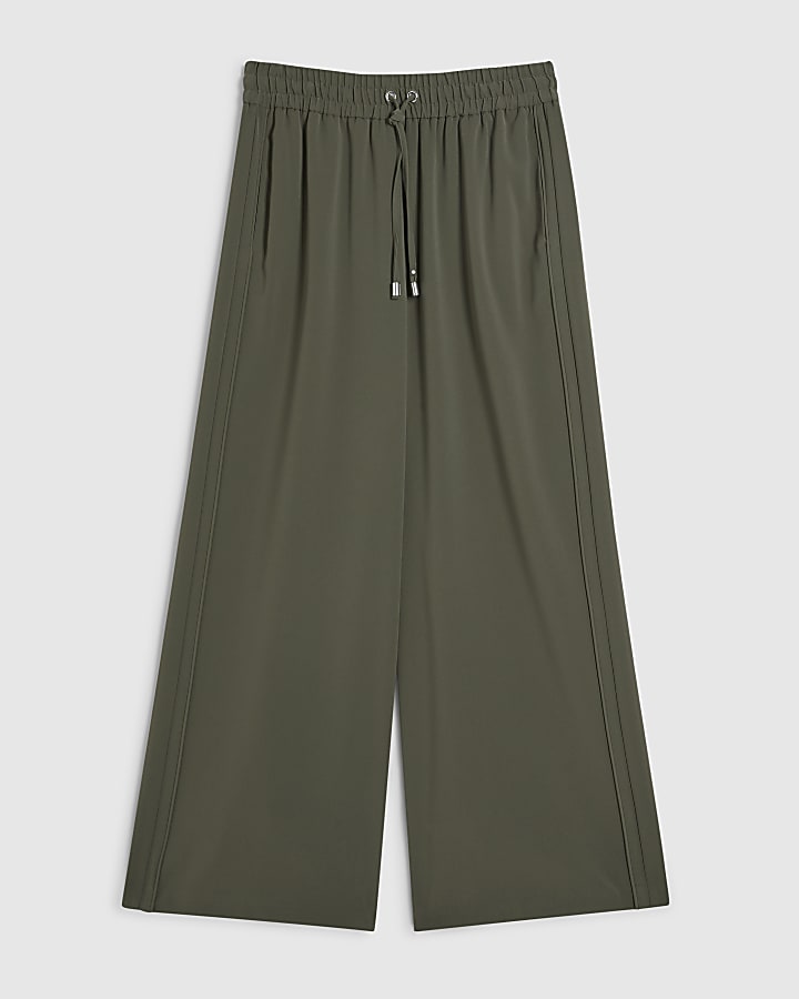 Petite Khaki Wide Leg Smart Joggers