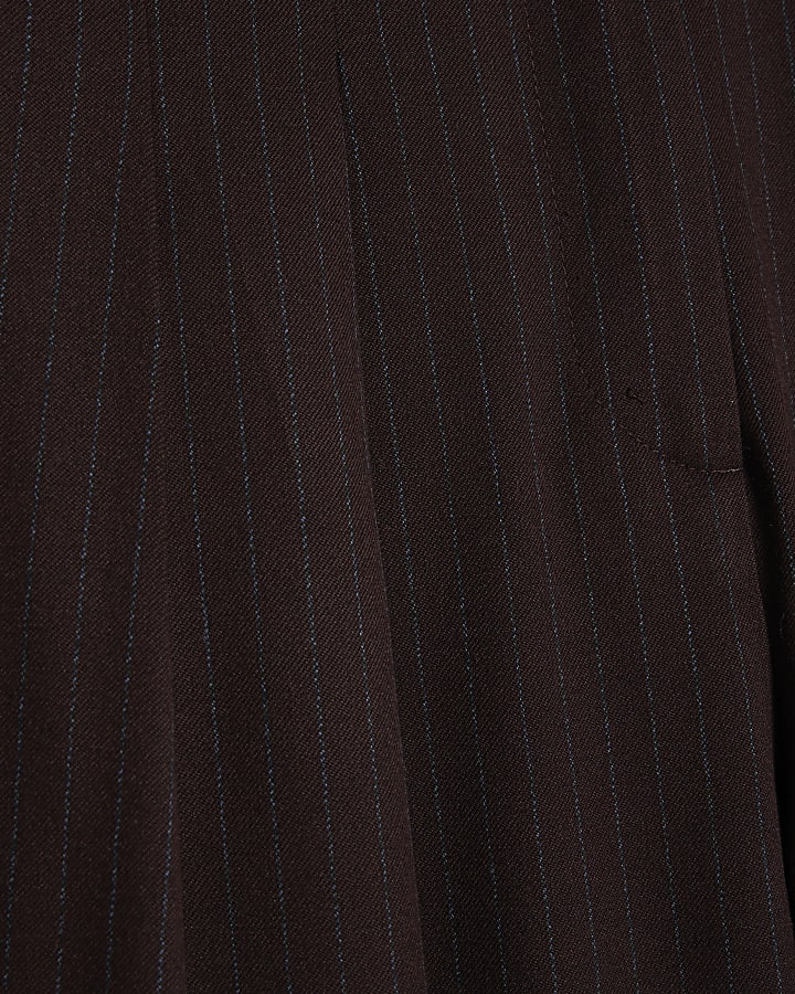 Red Pinstripe Pleated Wide Leg Trousers