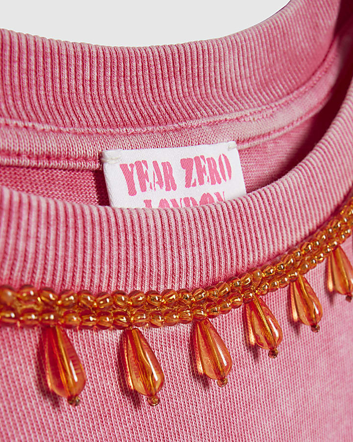 Pink Year Zero Embellished T-Shirt