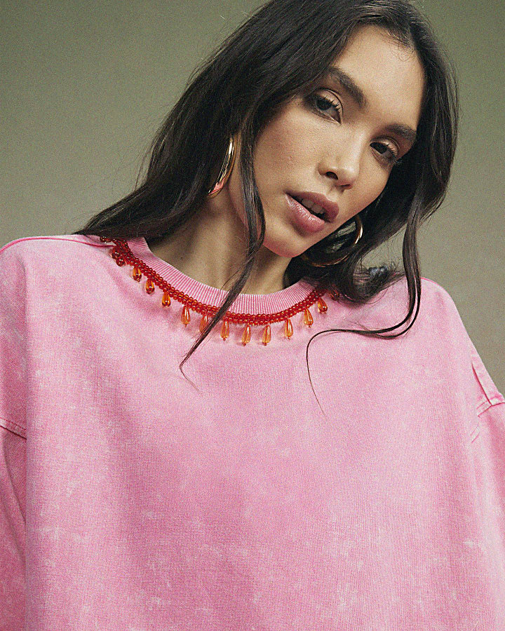 Pink Year Zero Embellished T-Shirt