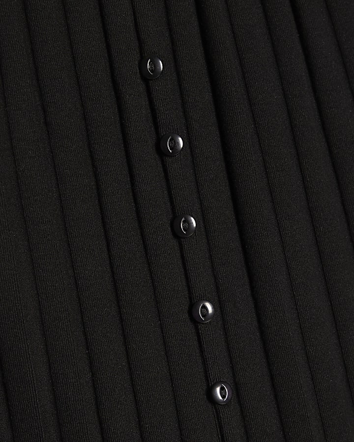 Black Ribbed Button Through Playsuit